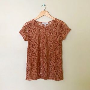 LOFT Apricot Lace Top